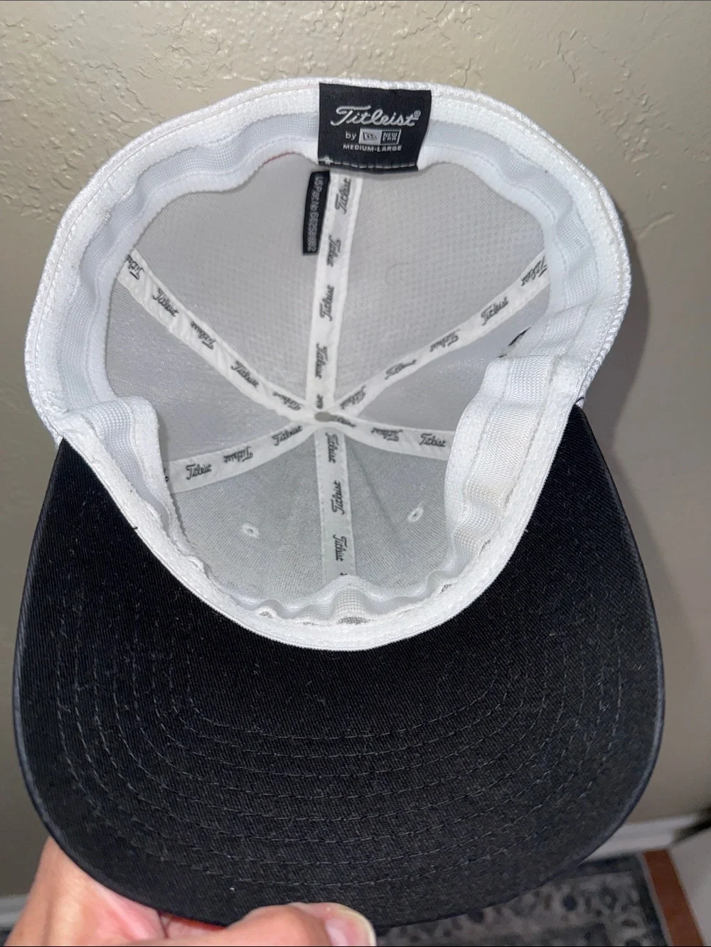Titleist New Era Fitted Pro V1 White Cap with Black Script Medium-Large